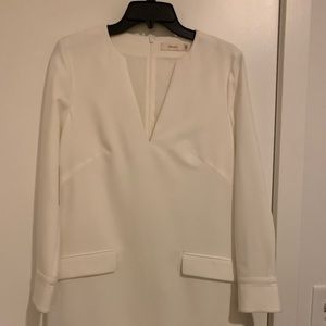 Suistudio Aggy White Shift Dress Suit V Neck Size 36R